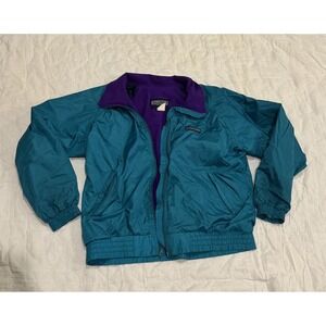 Lands' End Squall Fleece-Lined Windbreaker Jacket, Teal & Purple, Women's Large